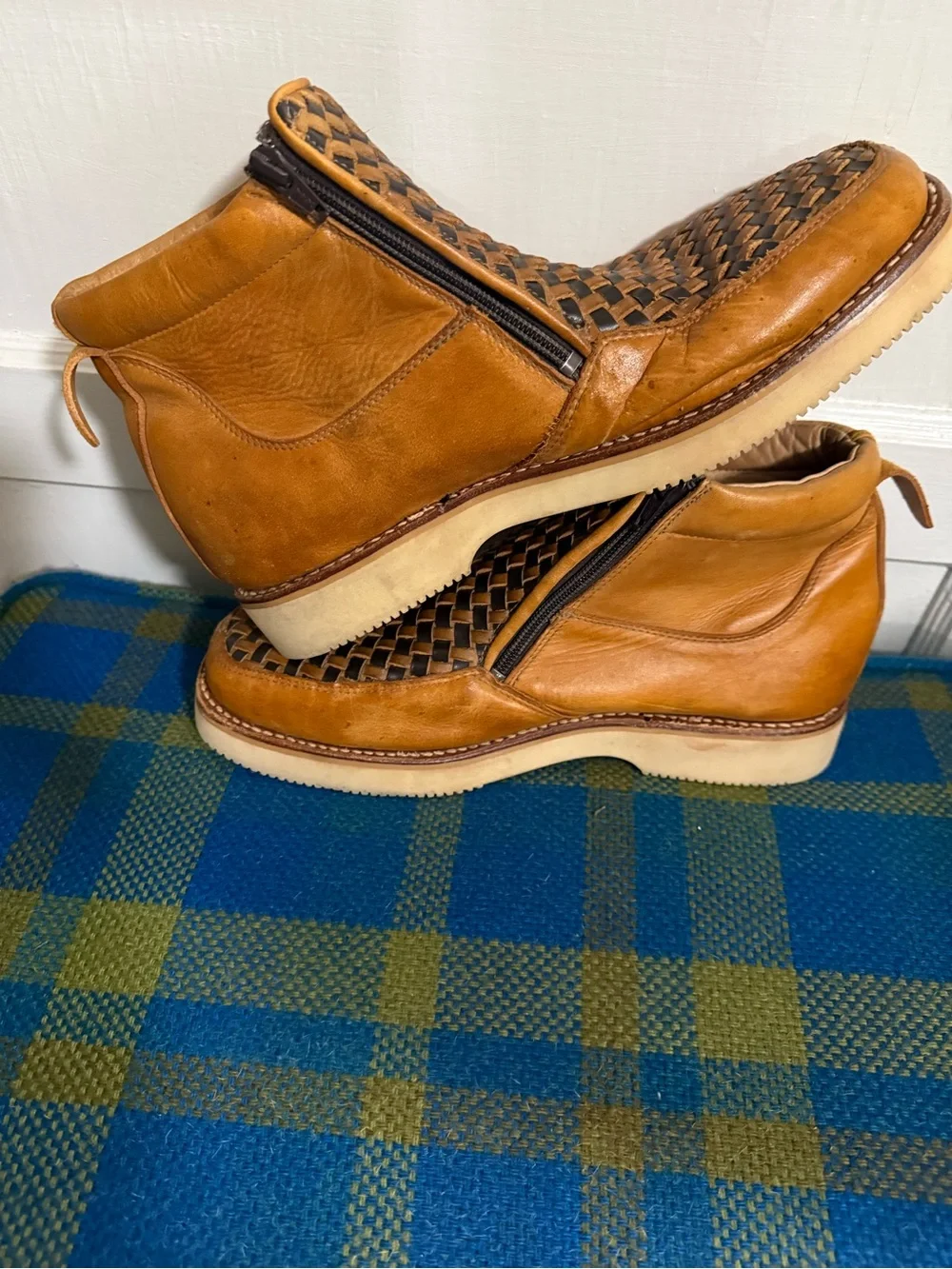 Dalton Men’s Size 11.5 Leather Basket Weave Dual Zipper Men’s Chukka Boots